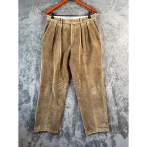 Lambourne Corduroy Pants Trousers Mens Size 34 (32x29) Fawn Double Pleat Ivy